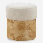 Uttermost 23855 Swirls Poplar Ivory Ottoman with Textured Boucle Upholstery