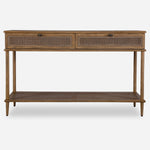 Uttermost Coastal Oak Wood Console Table with Rattan Accents