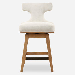 Swivel Oak Leg Counter Stool with Bronze Kickplate