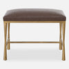 Uttermost 23893 Reform Gold Small Bench with Distressed Cocoa Faux Leather