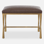 Uttermost 23893 Reform Gold Small Bench with Distressed Cocoa Faux Leather