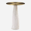 Uttermost 50092 Hollen White Stone Accent Table with Brushed Metal Top