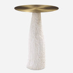Uttermost 50092 Hollen White Stone Accent Table with Brushed Metal Top