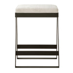 Uttermost Hover Modern Iron Counter Stool with Ivory Chenille Boucle