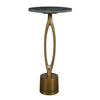 Small round table with marble top and bronze base on a white background