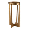 Gold metal side table on a white background