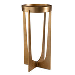 Accent Table 24.3" H Old Brass Cast Aluminum Round Tray Side Table by One Pixie Street