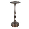 Bronze side table with a cylindrical design on a white background