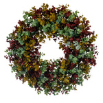 Vickerman FXT224518 18" Red And Green Spiral Artificial Eucalyptus Wreath
