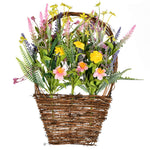 Vickerman FY194516 16"X10" Artificial Pink Yellow Wild Flowers Basket