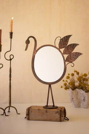 Forged Iron Swan Tabletop Mirror With Antique Copper Finish 23