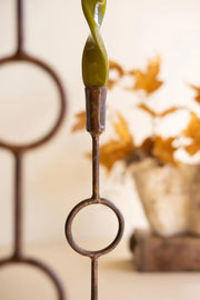 Set of 3 Forged Metal Brass Taper Candle Holders With Distressed Finish 23.5