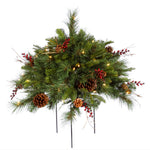 Vickerman G118783 1.5' Cibola Mixed Berry Artificial Christmas Bush With 50 Clear Lights