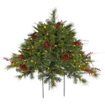 Vickerman G118786 2' Cibola Mixed Berry Artificial Christmas Bush With 100 Clear Lights