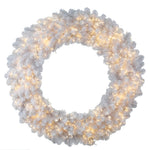 Vickerman G182848LED 48" White Artificial Christmas Wreath Warm White LED 3Mm 8 Function Lights