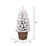 Vickerman G200830 3' X 18" Flocked Gifford Slim Potted Pine Artificial Christmas Tree Unlit
