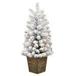 Vickerman G200831LED 3' X 18" Flocked Gifford Slim Potted Pine Artificial Christmas Tree Warm White LED Lights