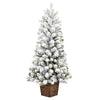 Vickerman G200841LED 4' X 22" Flocked Gifford Slim Potted Pine Artificial Christmas Tree Warm White LED Lights