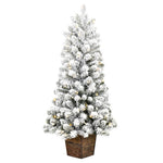 Vickerman G200841LED 4' X 22" Flocked Gifford Slim Potted Pine Artificial Christmas Tree Warm White LED Lights