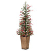 Vickerman G202246LED 4.5' X 20" Frosted Berry Potted Pine Artificial Christmas Tree Warm White LED Lights