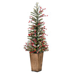 Vickerman G202246LED 4.5' X 20" Frosted Berry Potted Pine Artificial Christmas Tree Warm White LED Lights