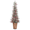 Vickerman G202255 5.5' X 24" Frosted Berry Potted Pine Artificial Christmas Tree Unlit