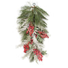 Vickerman G213007 30" Frosted Artificial Christmas Teardrop With 41 Pe Tips Red Berries Green And Frosted Foliage