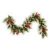 Vickerman G213015BOLED 6' X 16" Frosted Artificial Christmas Garland With Red Berries Frosted Foliage And Battery Operated Lights