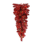 Vickerman G214109LED 36" Artificial Deluxe Red Tinsel Christmas Teardrop Red And Green Single Mold Wide Angle Mini Lights