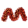 Vickerman G214118LED 9' X 18" Artificial Deluxe Red Tinsel Christmas Garland Warm White Single Mold Wide Angle Mini Lights
