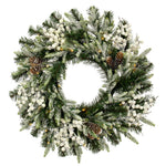 Vickerman G220826LEDBO 24" Frosted Berry Mixed Pine Cone Artificial Pre-Lit Wreath Battery Operated LED Lights