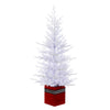 Vickerman G221040 4' X 30" Potted White Fraser Fir Artificial Unlit Christmas Tree Red Wood Container
