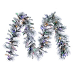 Vickerman G225716LED 9' X 14" Flocked Jackson Pine Pre-Lit Artificial Garland With 100 Multi-Colored Lights And 160 Pvc Tips