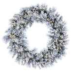 Vickerman G225737LED 36" Flocked Jackson Pine Artificial Pre-Lit Wreath With 100 Warm White Lights And 195 Pvc Tips