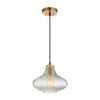 Modern Gold Pendant – Ribbed Glass Shade for Kitchen or Dining Room