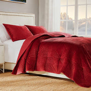 Greenland Home Fashions Riviera Velvet 3-Piece Red Quilt Set