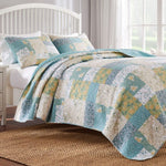 Greenland Home Fashions Evangeline 3-Piece Mist Quilt Set