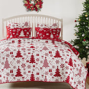 Reversible Christmas Quilt Set – Peppermint Party Twin Coverlet & Sham