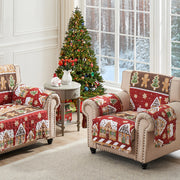 Quilted Loveseat Cover – Festive Gingerbread Holiday Print