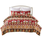 Greenland Home Fashions Gingerbread Lane 3-Piece Red Quilt Set