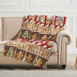 Greenland Home Fashions Gingerbread Lane 50" x 60" Throw – Reversible Microfiber Holiday Blanket