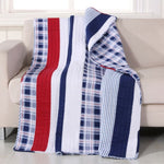 Greenland Home Fashions Nautical Stripes Throw, 100% Cotton Prewashed Quilt, 50"x60", Machine Washable and Durable