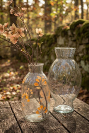 Set of 2 Botanical Glass Vases With Embedded Floral Details 12