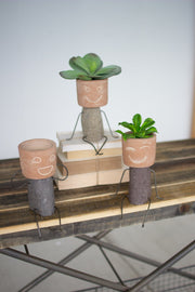 Clay Pot Head Shelf Sitters – Set of 2