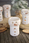Clay Snowman Luminary Set of 4 – Handcrafted Holiday Candle Holders