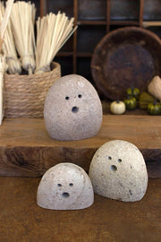 River Rock Halloween Figurine Set – 5 Inch Tall Ghosts, 3 Piece