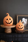 Handmade Terracotta Halloween Lanterns – Jack-O-Lanterns, 13 Inch Tall, Set of 2