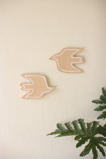 Clay Bird Wall Decor – Handcrafted 7" H Whitewashed Finish (2 x Set of 2) By Kalalou