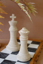 Grey-Wash Chess Pieces – Handcrafted Clay Decor (2 X Set of 2) by Kalalou