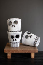 Halloween Skull Vases – 4" Tall Decorative Spooky Accent Pots Set of 3 by Kalalou